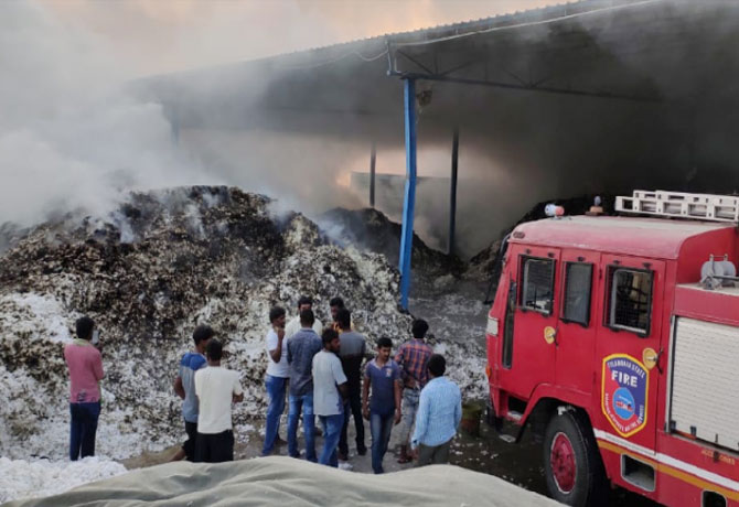 Fire broke out at Cotton Mill in Jangaon Dist