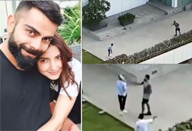 Kohli and Anushka Sharma spotted play cricket at home