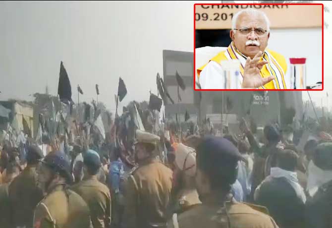 Farmers protest against Haryana CM Khattar