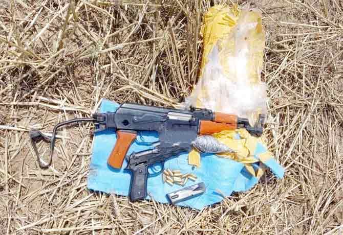 BSF recovers AK-47 rifle, pistol dropped by Pakistani drone in Jammu