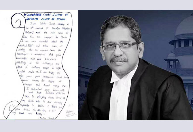Class 5 girl writes letter to CJI Ramana over Covid