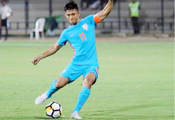 Chhetri becomes second highest goalscorer with 74 goals