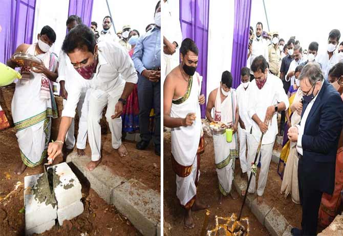 KTR lays foundation stone for Gokaldas Images Apparel Factory