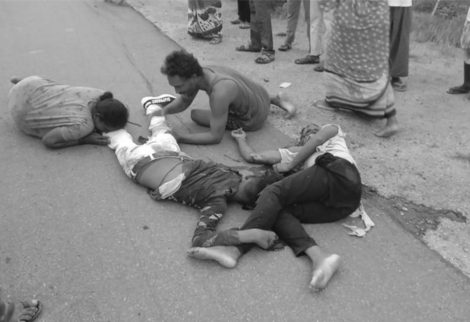 Two Members dead in road accident in rajanna sircilla