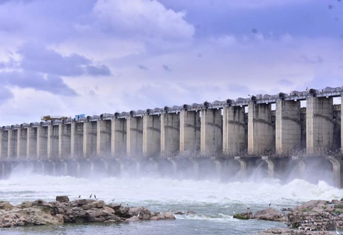 Water inflow of lakh cusecs into srisailam project