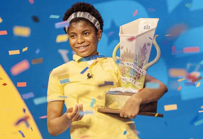 African American girl wins Spelling Bee competition