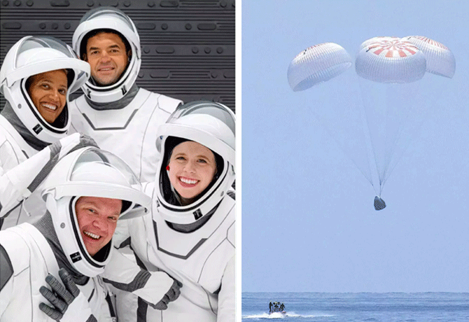 Space tourists come back to Earth