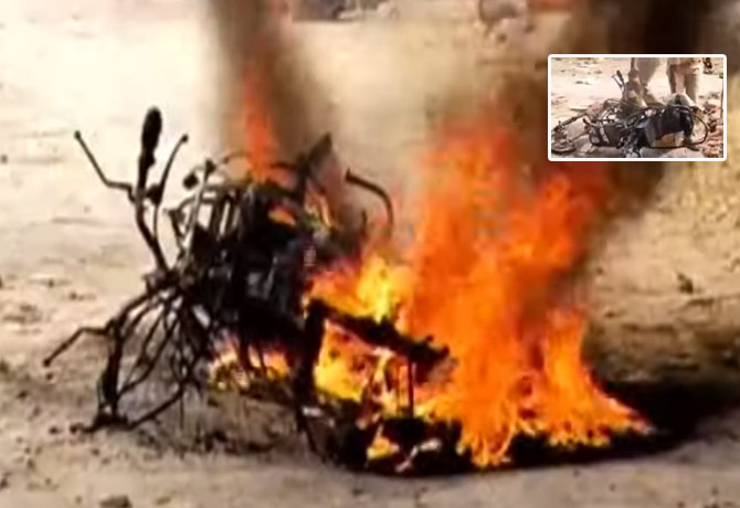 Electric bike catches fire in Manchiriala