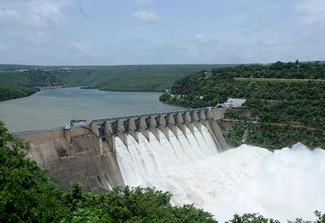 Srisailam Project Receives Flood water inflow
