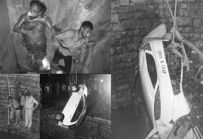 Car lost control and crashed into Well:Swimmer died