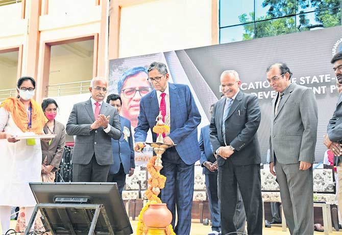 CJI inaugurates new building at Warangal district court in Hanamkonda