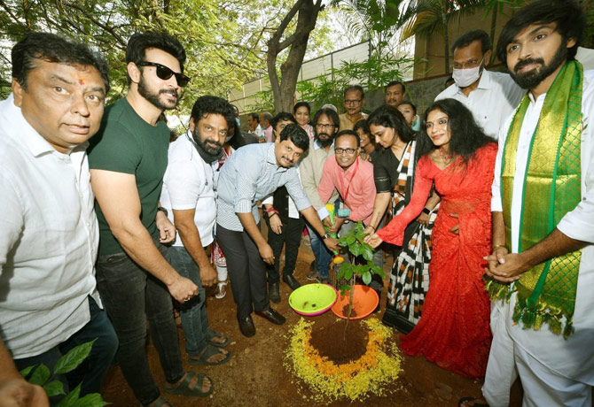 MP Santosh Kumar plant saplings with actors