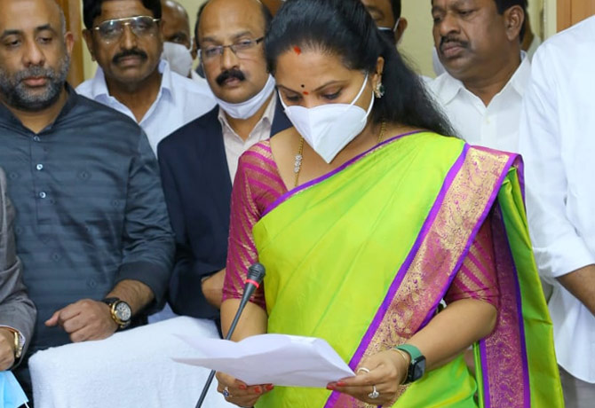 Kalvakuntla Kavitha takes oath as Nizamabad MLC