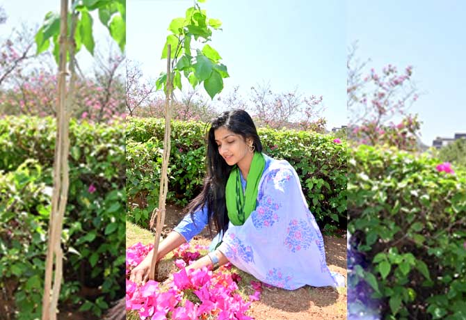 Actress Niharika plant saplings in Jubilee Hills Park
