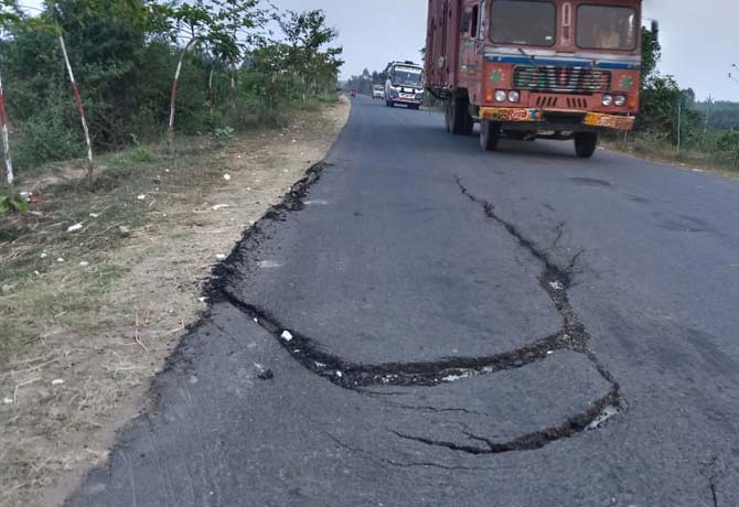 Road damage with Sand lorries