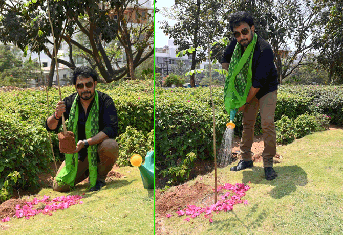 Tanish plants saplings in green india challenge