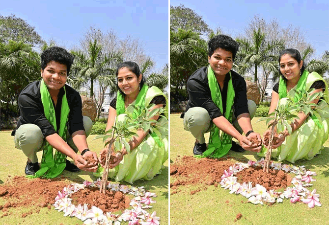 Mukku Avinash planted by plants in Green Challenge