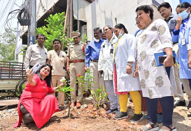 Mushirabad Care Hospital staff planting seedlings