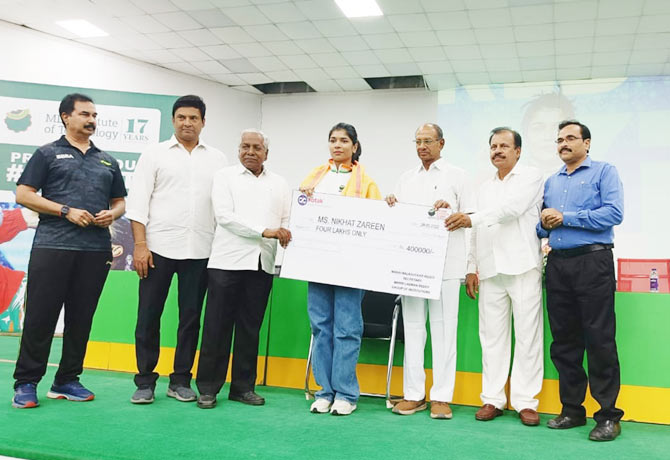 MLRIT has given huge cash prize to Nikhat Zareen