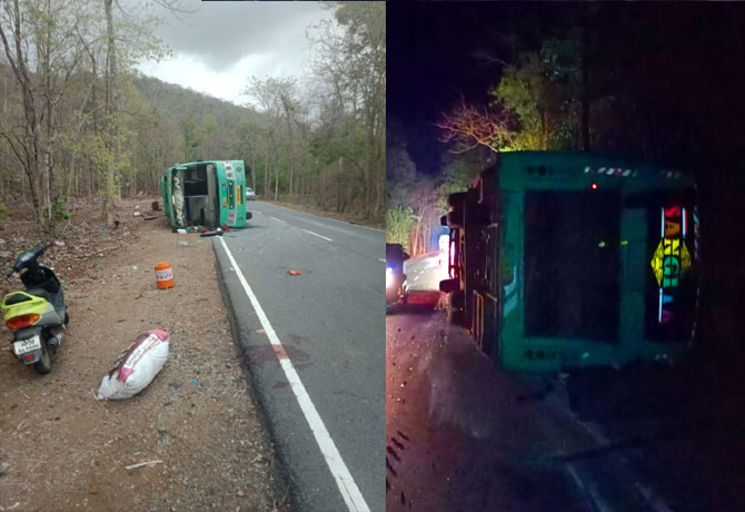 Five Members dead in Private bus accident