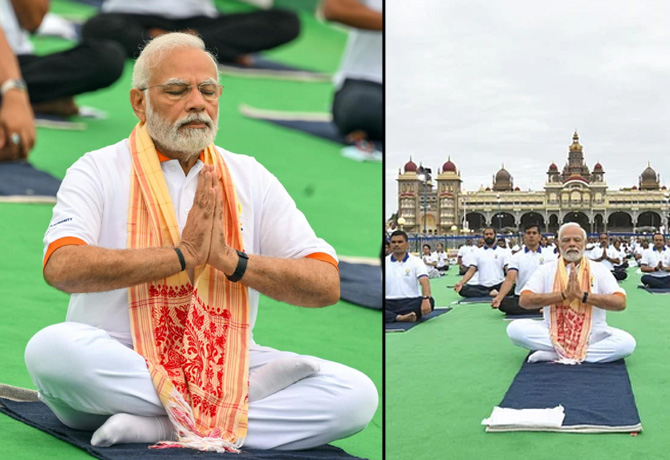 PM Narendra Modi performs Yoga in Mysuru