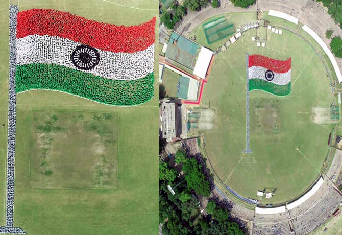 Largest human image of waving national flag in Chandigarh