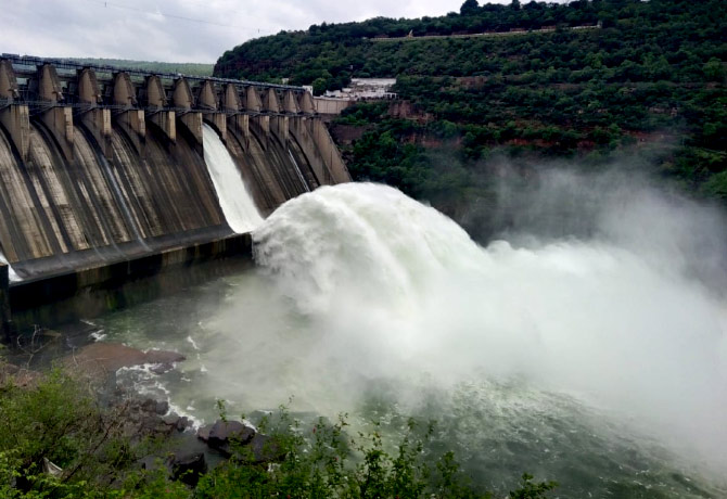 Srisailam Project Receives Flood water inflow