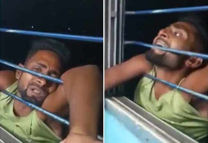 Bihar thief dangles from train window video viral