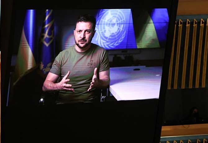 Zelensky Addresses UN After Putin Threat