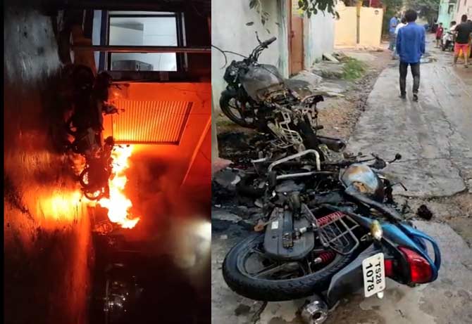 Psycho set fire to 15 parked bikes and auto