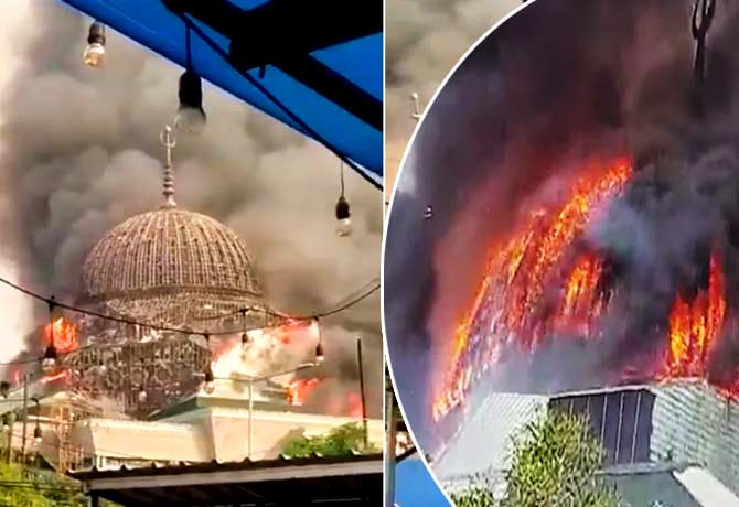 Indonesia Mosque Catches Massive Fire