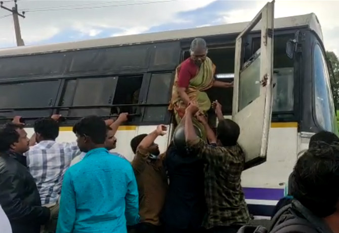 Bus rammed into paddy crop in krishna