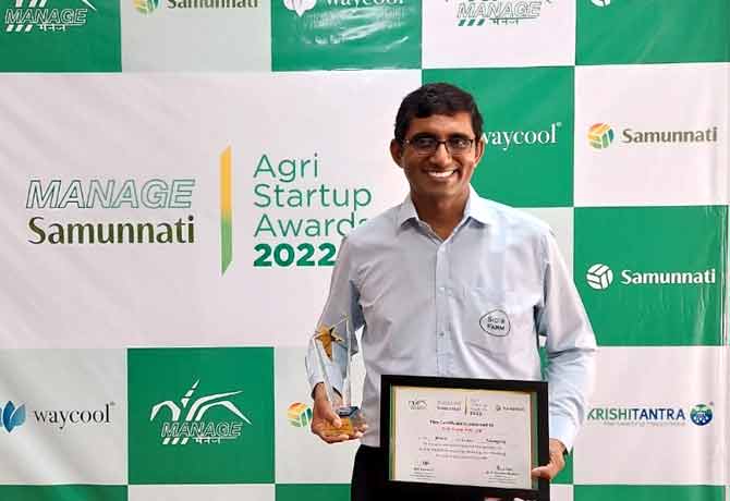 Sid's Farm received Agri Start-up of Telangana Award