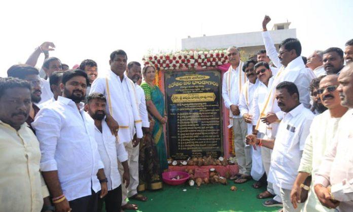 Minister Harish laid foundation stone for water tank