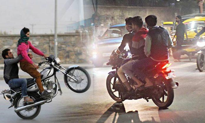 Bikers rash driving in Karimnagar town