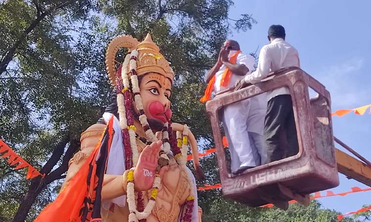 Installation of hanuman idol in adilabad