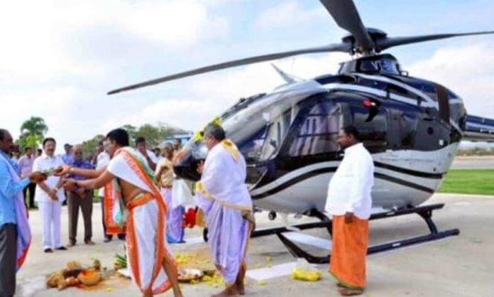 Special pooja for new helicopter at Yadadri Temple