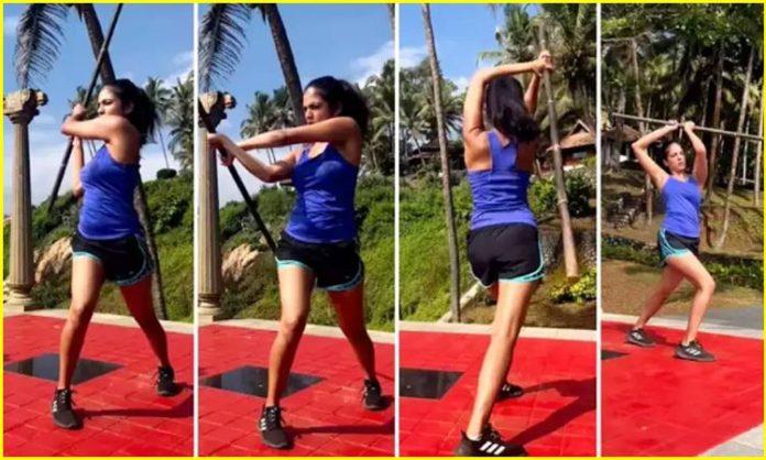 Malavika Mohanan practices Silambam