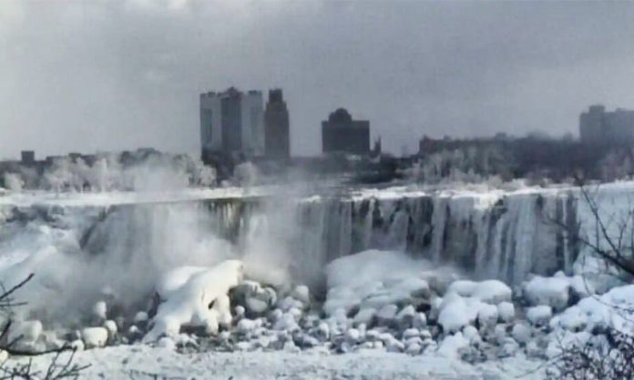 Niagara Falls is completely frozen