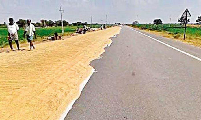 Heavy fine for drying grain on roads