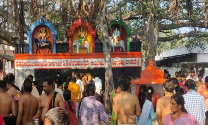 Shanighat is crowded with devotees