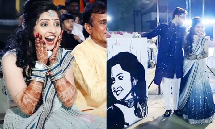 Groom surprises bride by painting her