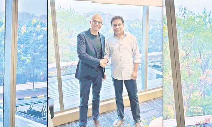 Minister KTR meet with Satya Nadella