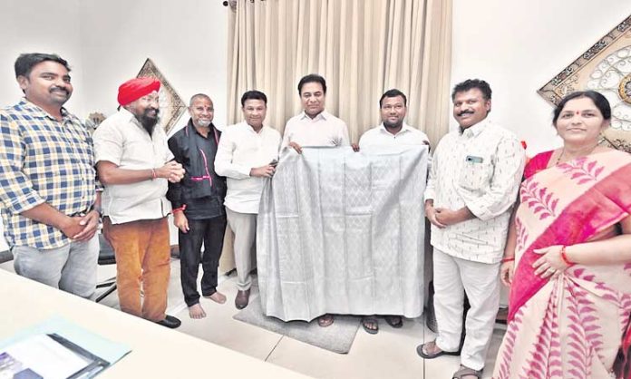 Minister KTR unveils fragrance emitting silver saree