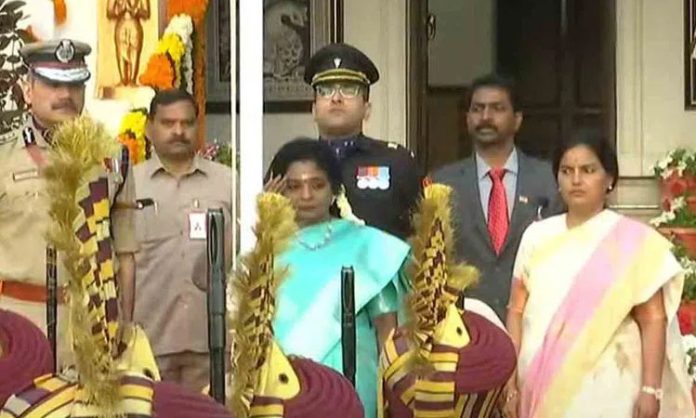 Governor Tamilisai National Flag at Raj Bhavan