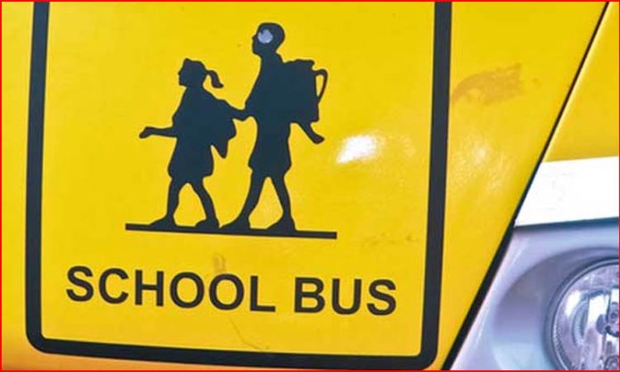 Child fell under school bus in suryapet