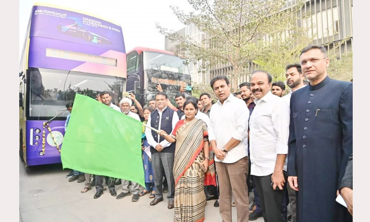 Minister KTR inaugurated three electric double-decker buses