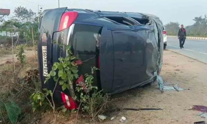 Car collided DCM in Jangaon