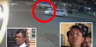 Police dragged 1.5km on car bonnet