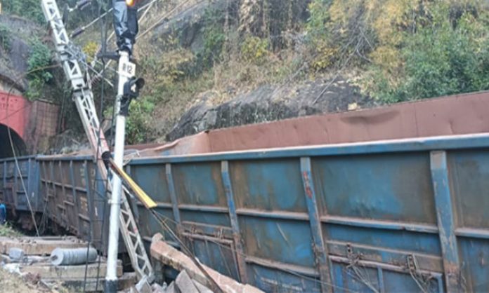 Goods train derailed in Alluri Sitamaraju